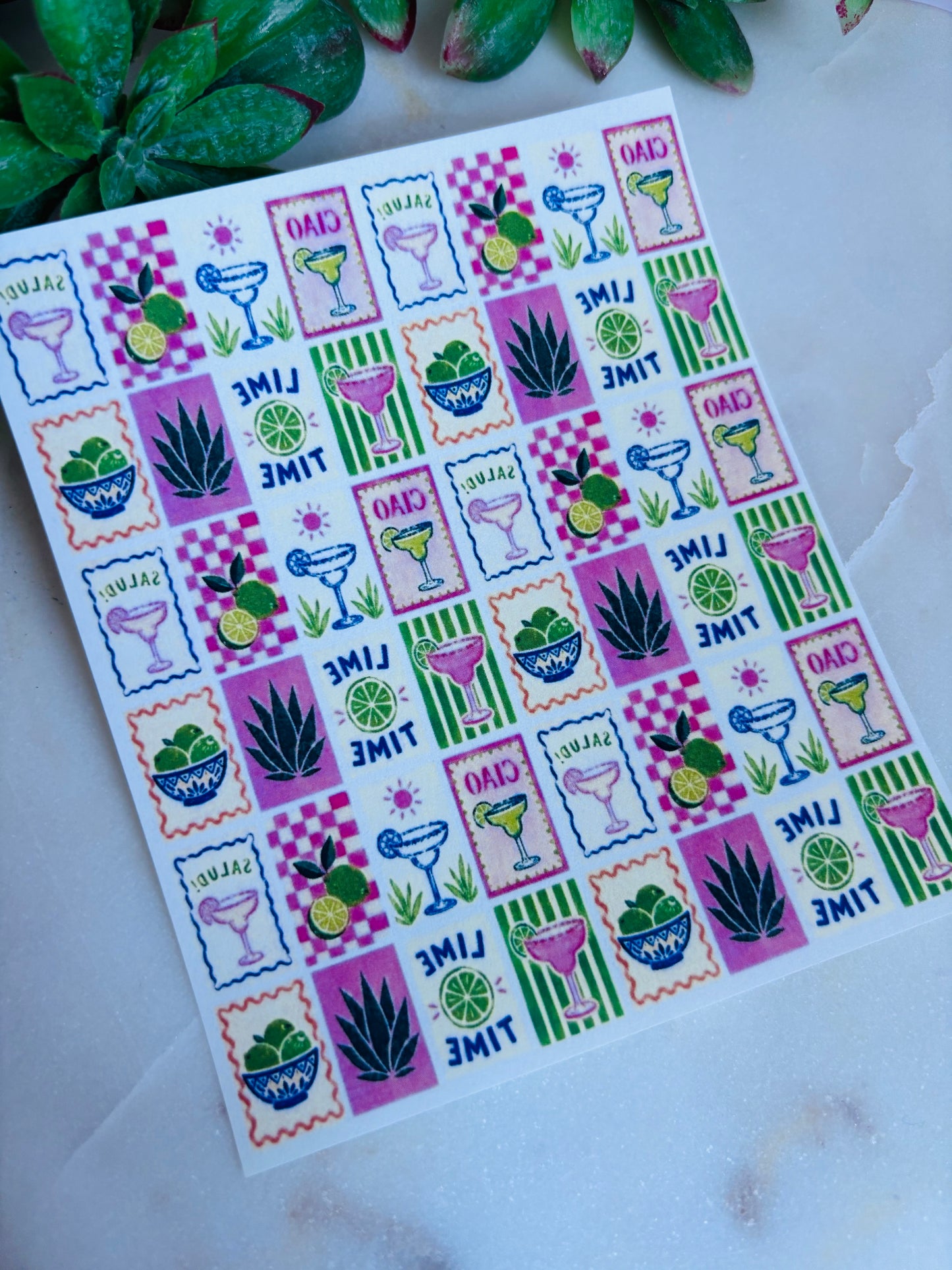 Margarita Time Small Tile Transfer Paper