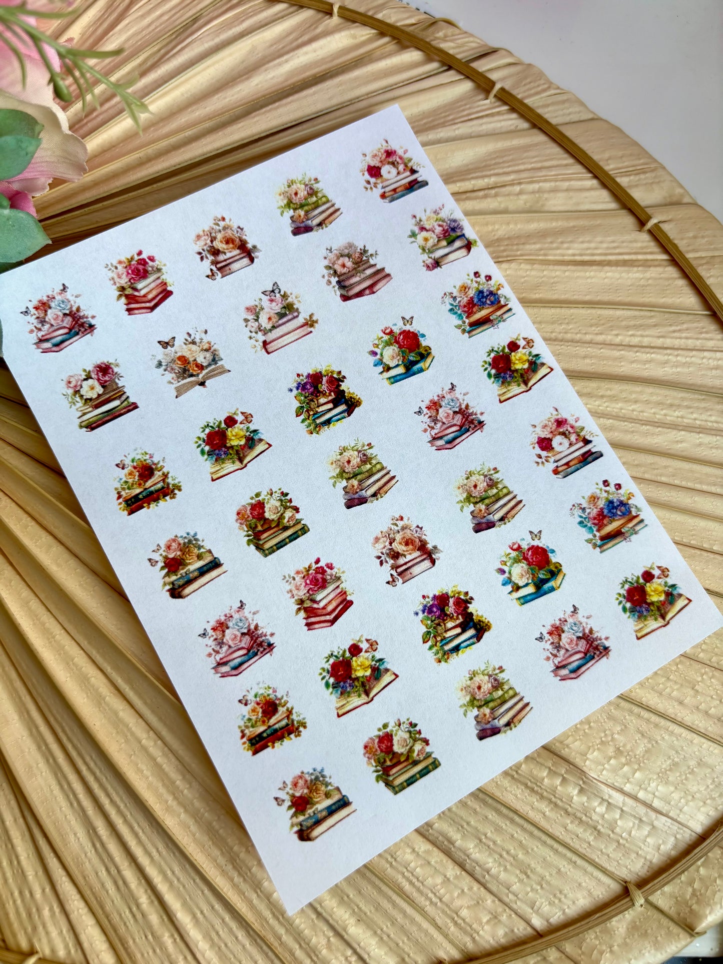 Floral Book Charms Transfer Paper