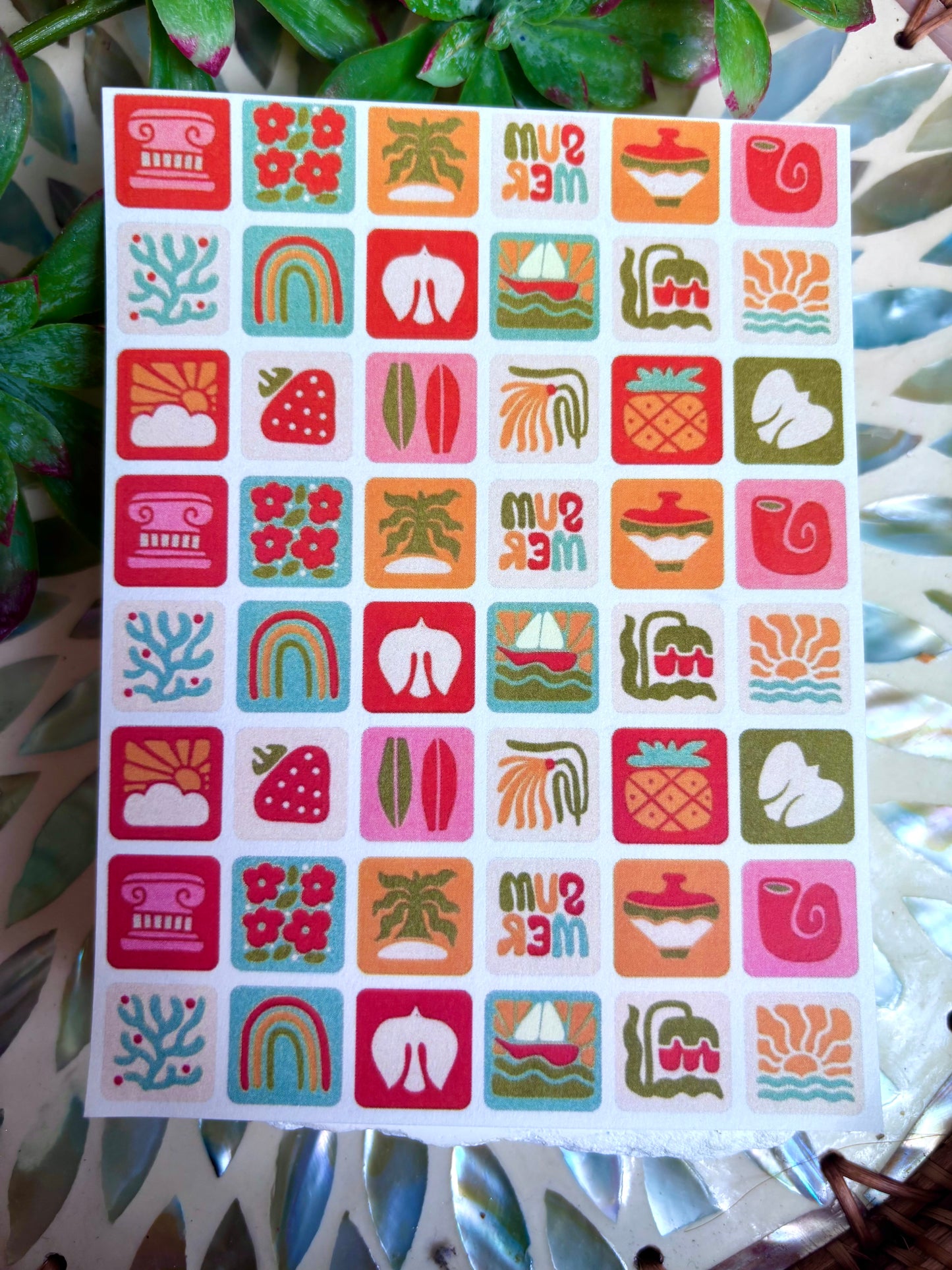 Colorful Summer Squares Charm Transfer Paper