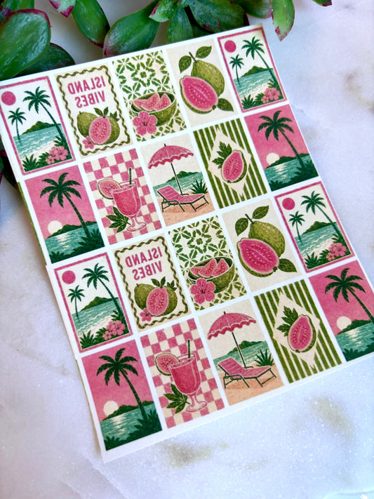 Guava Retro Tile Transfer Paper