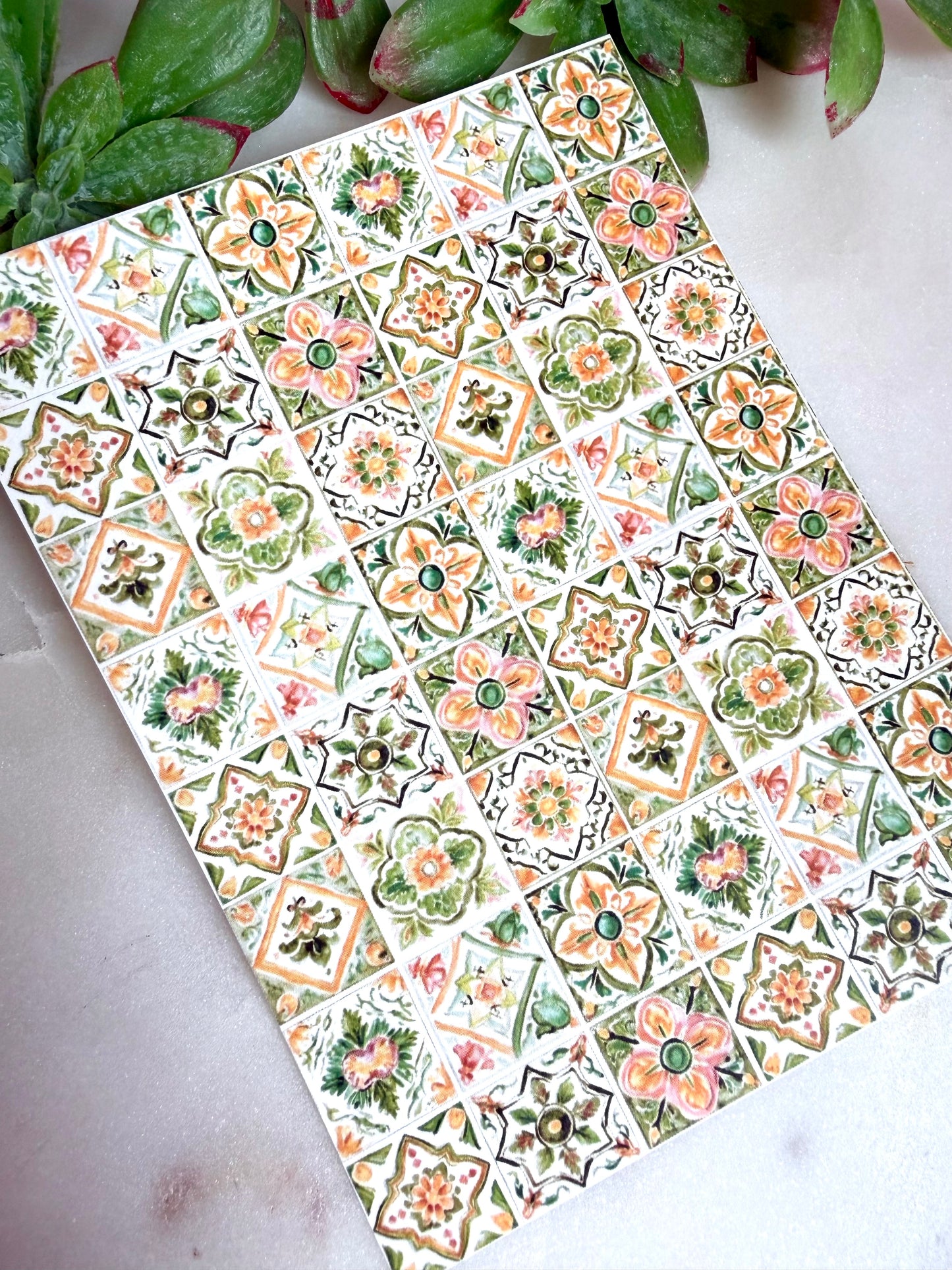 Mediterranean Mix Tile Transfer Paper