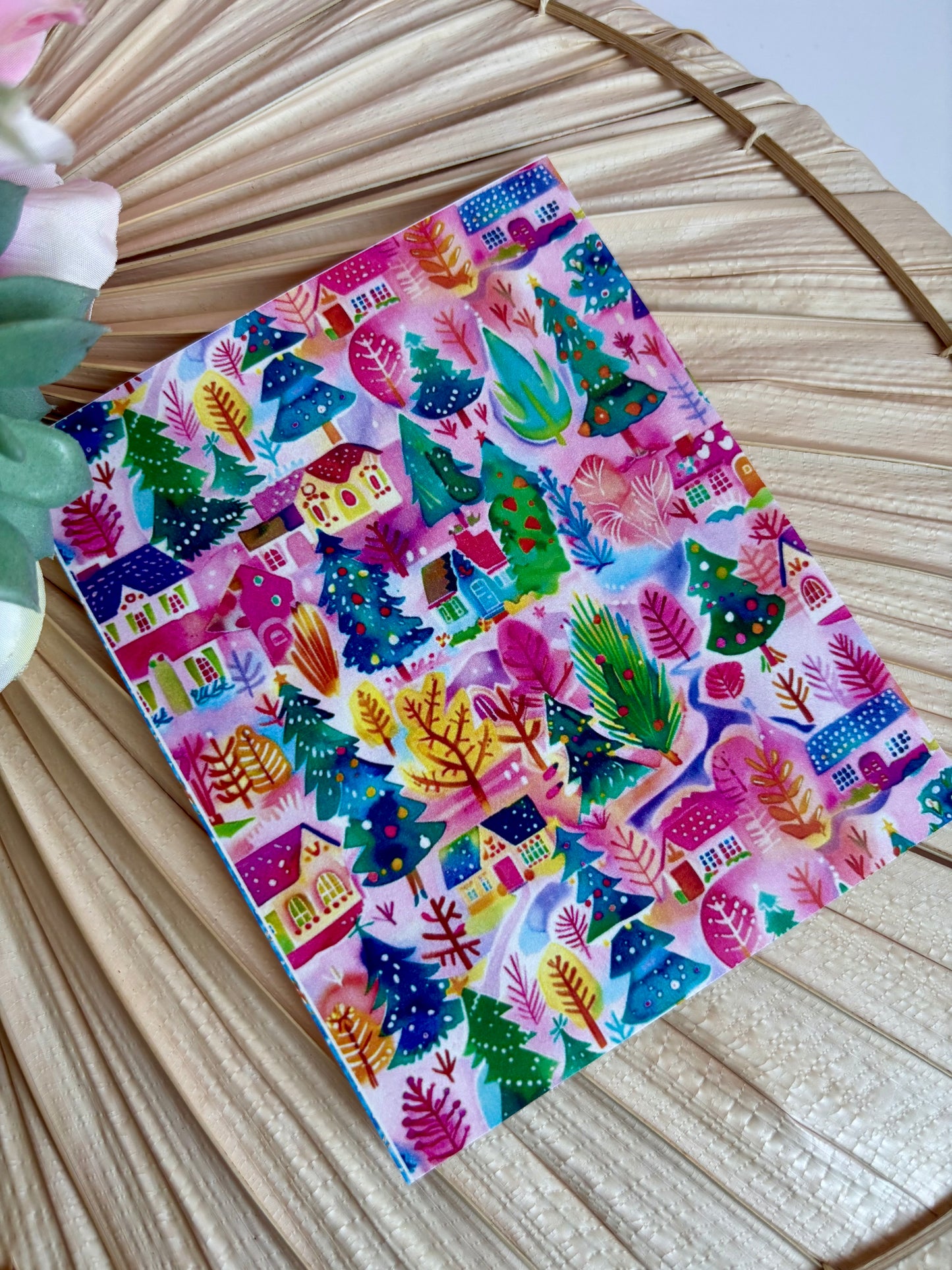 Rainbow Christmas Village Transfer Paper