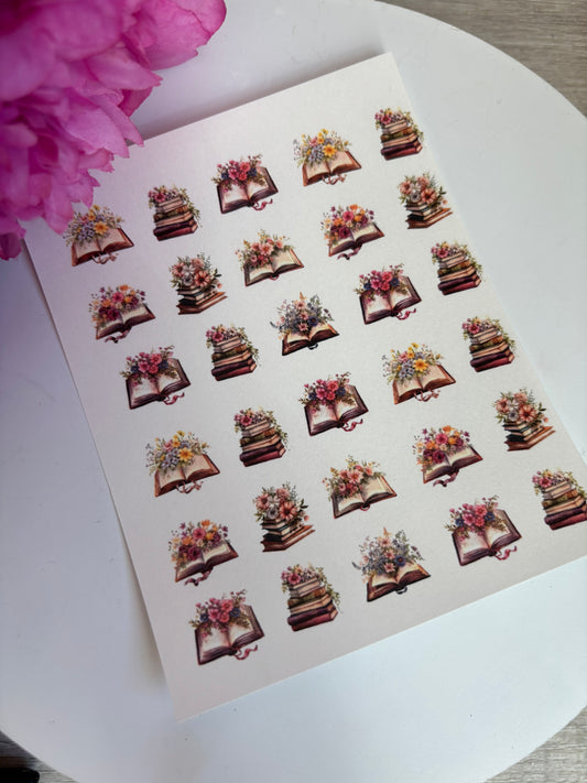 Floral Book Charms Transfer Paper