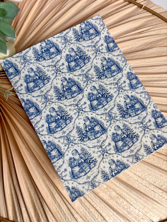 Blue Santa Toile Transfer Paper