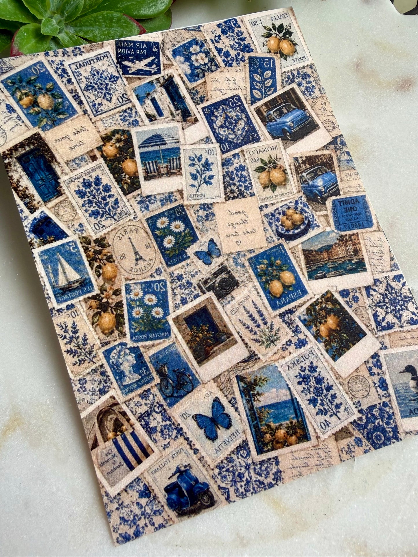 Lemon Blue Postcard Transfer Papers