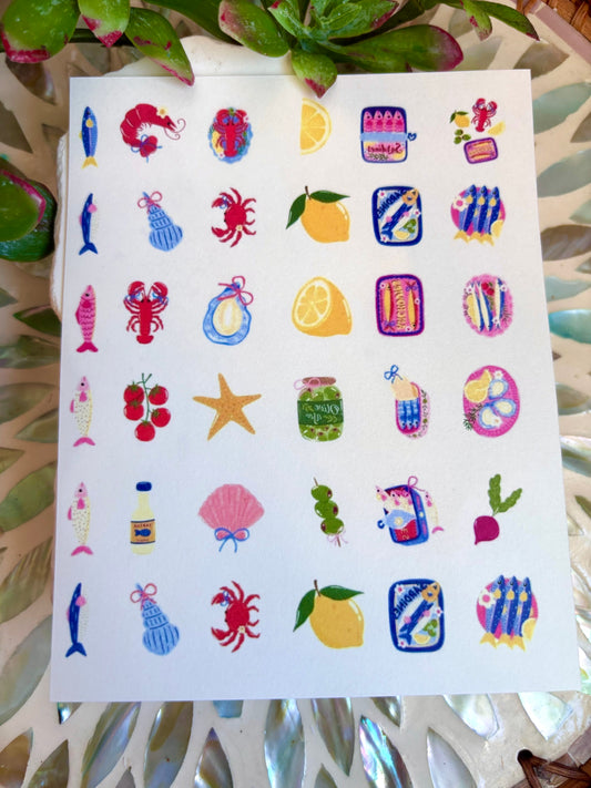 Seafood Lunch Charm Transfer Paper