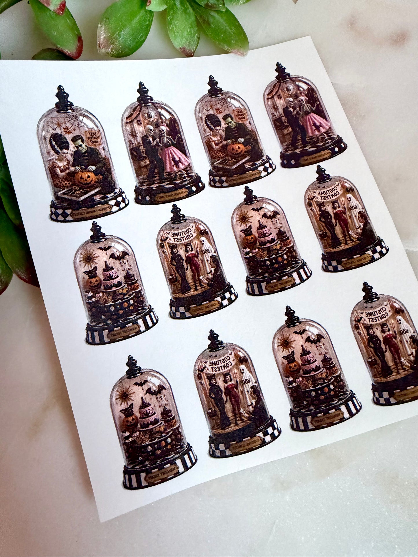 Spooky Date Night Cloche Transfer Papers