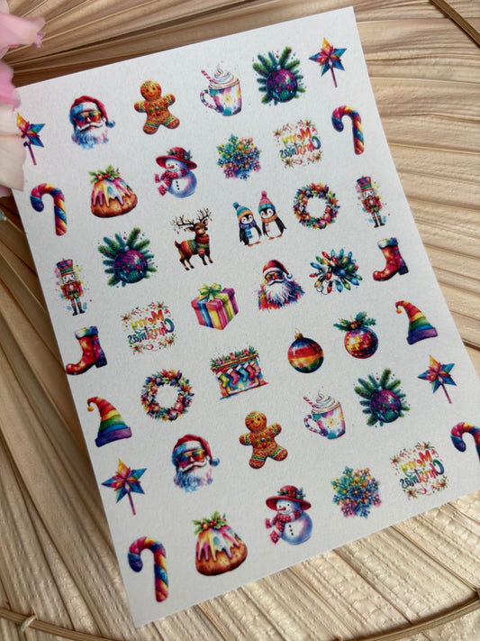 Rainbow Holiday Charms Transfer Paper