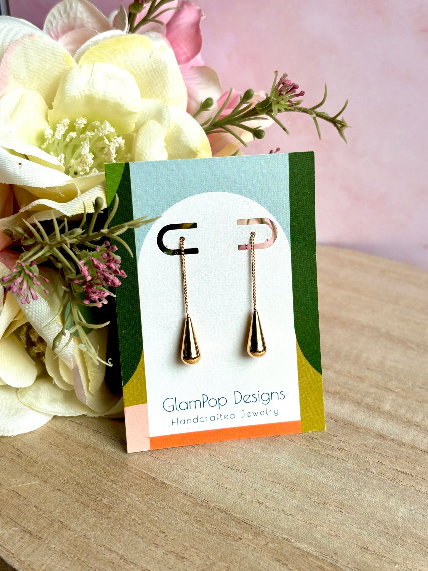 Gold Drop Threader Earring