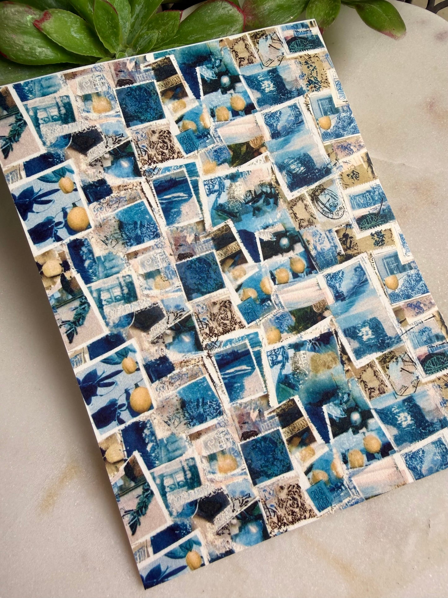 Lemon Blue Postcard Transfer Papers