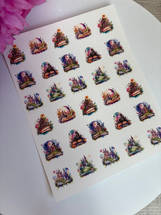 Castle Book Charms Transfer Paper