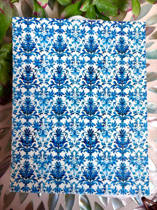 Blue Damask Transfer Paper