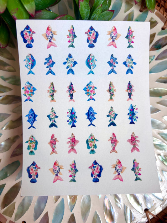 Floral Fish Charm Transfer Paper