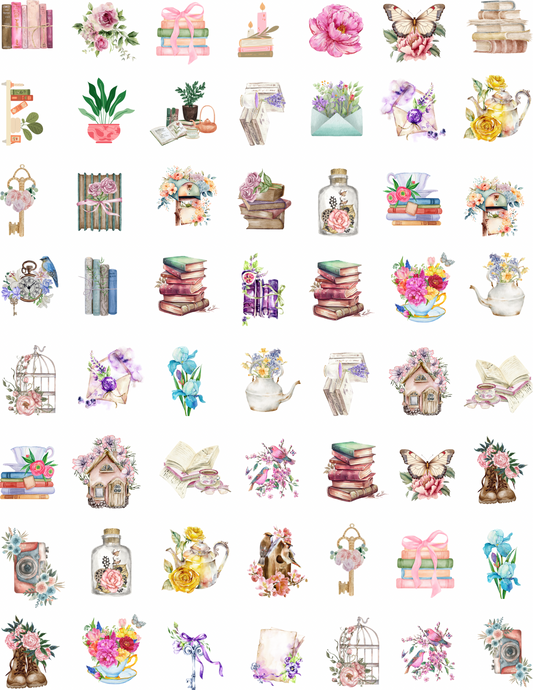 Books & Blooms Charm Paper