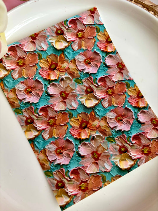 Pink Paint Floral Transfer Paper