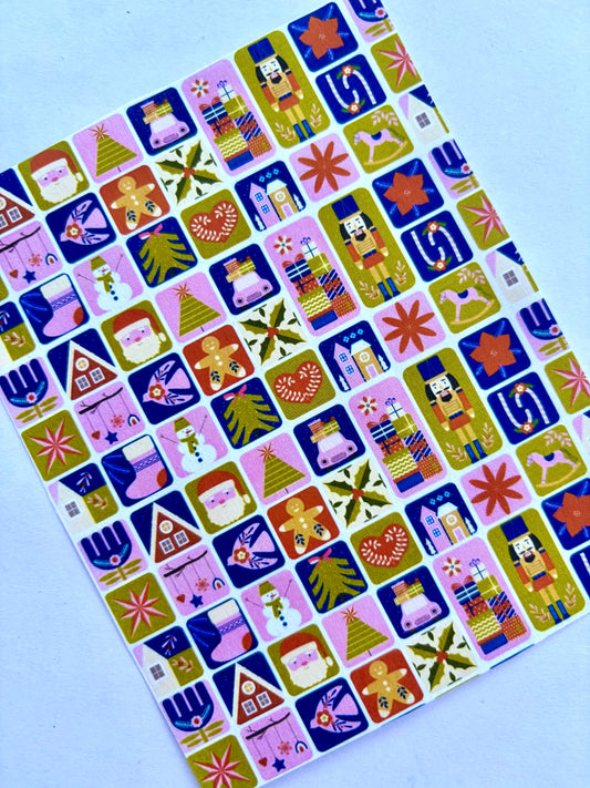 Xmas Squares Pink Transfer Paper