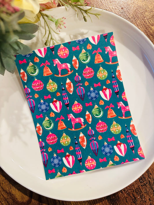 Ornaments on Teal Transfer Paper