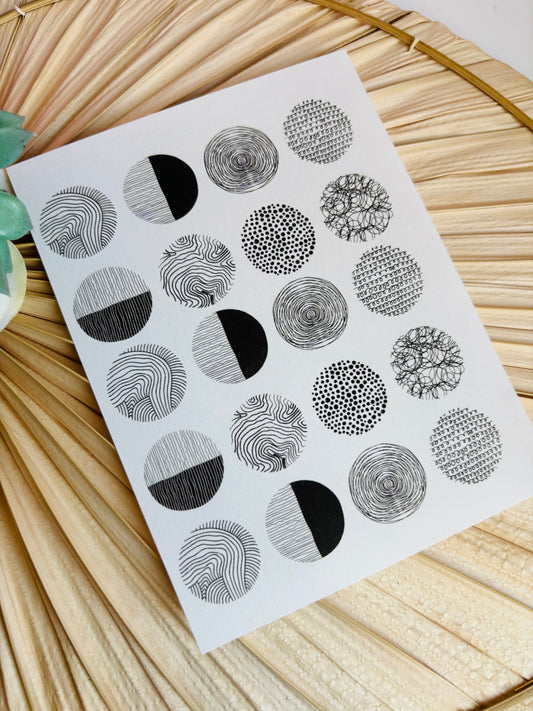 B&W Circles Transfer Paper