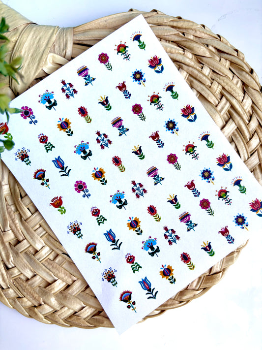 Folk Art Flower Charms Transfer Paper