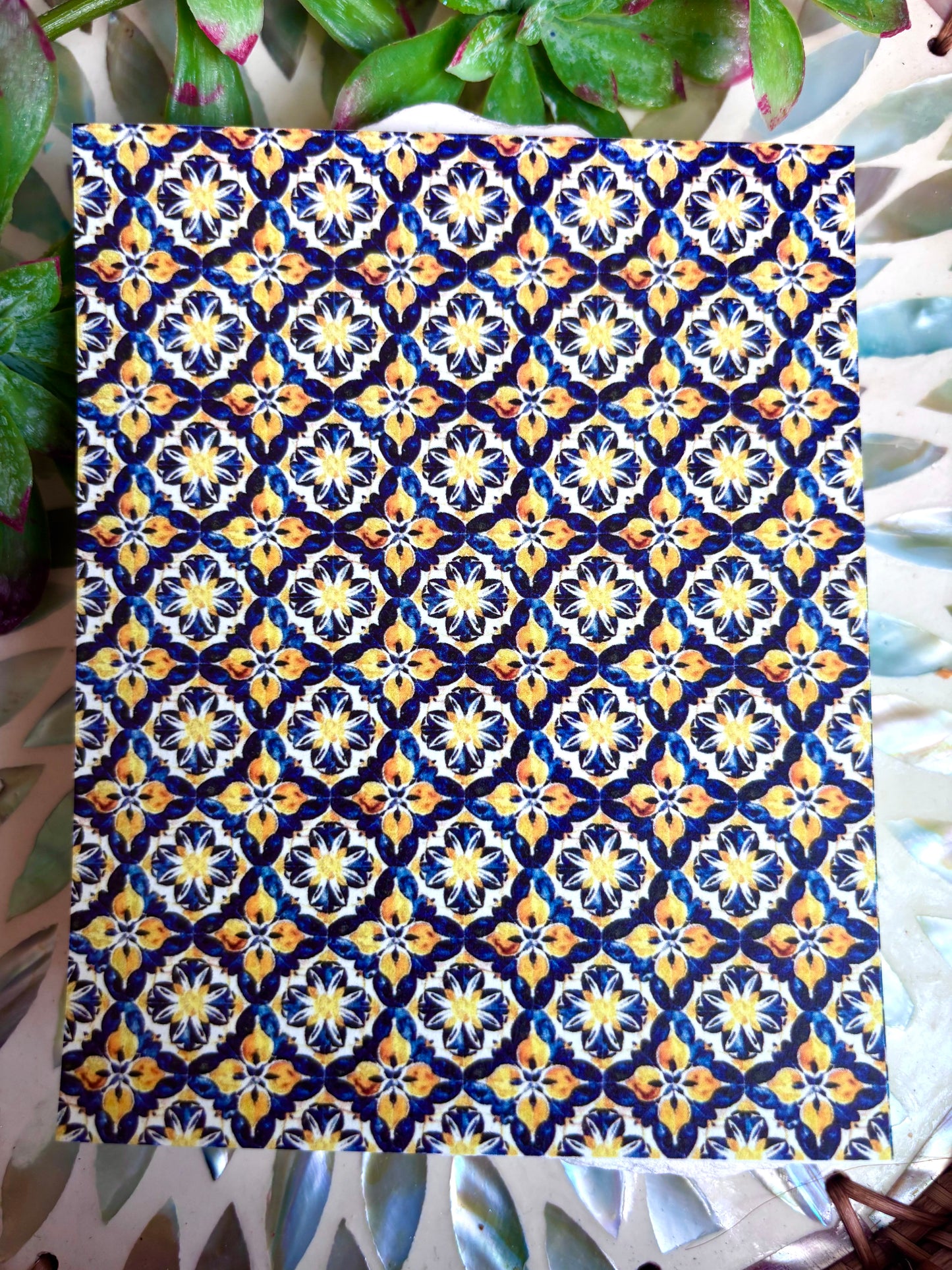 Blue Mediterranean Pattern Transfer Paper