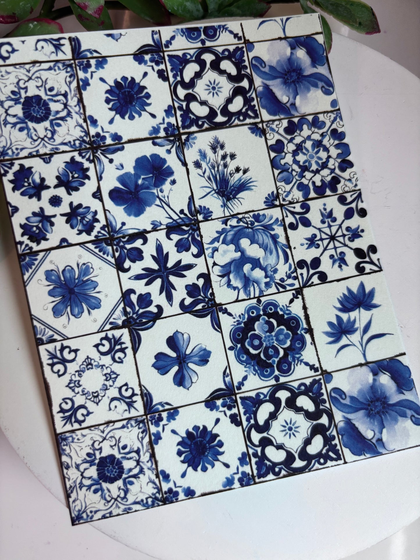 Floral Blue Tile Transfer Paper