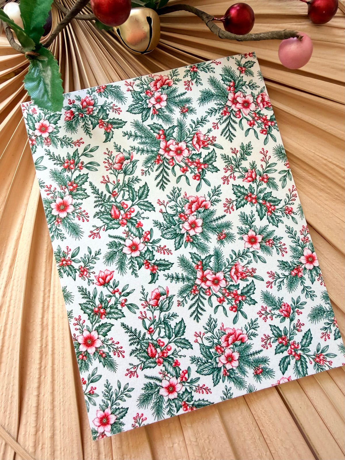 Red & Green Holiday Toile Transfer Papers