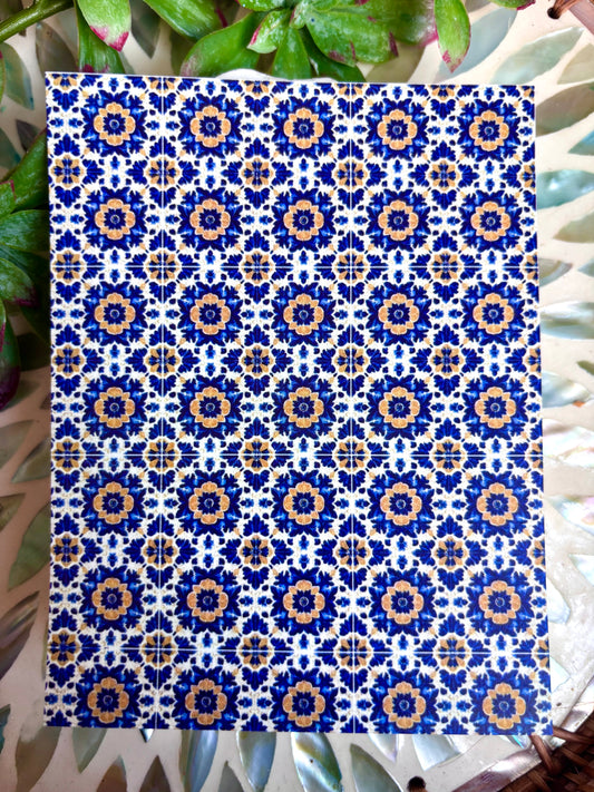 Blue Mediterranean Pattern Transfer Paper