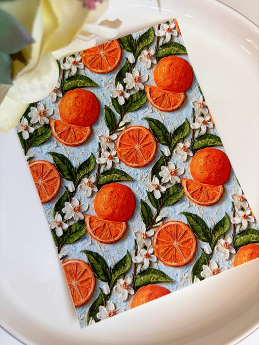 Orange on Blue Impasto Transfer Paper