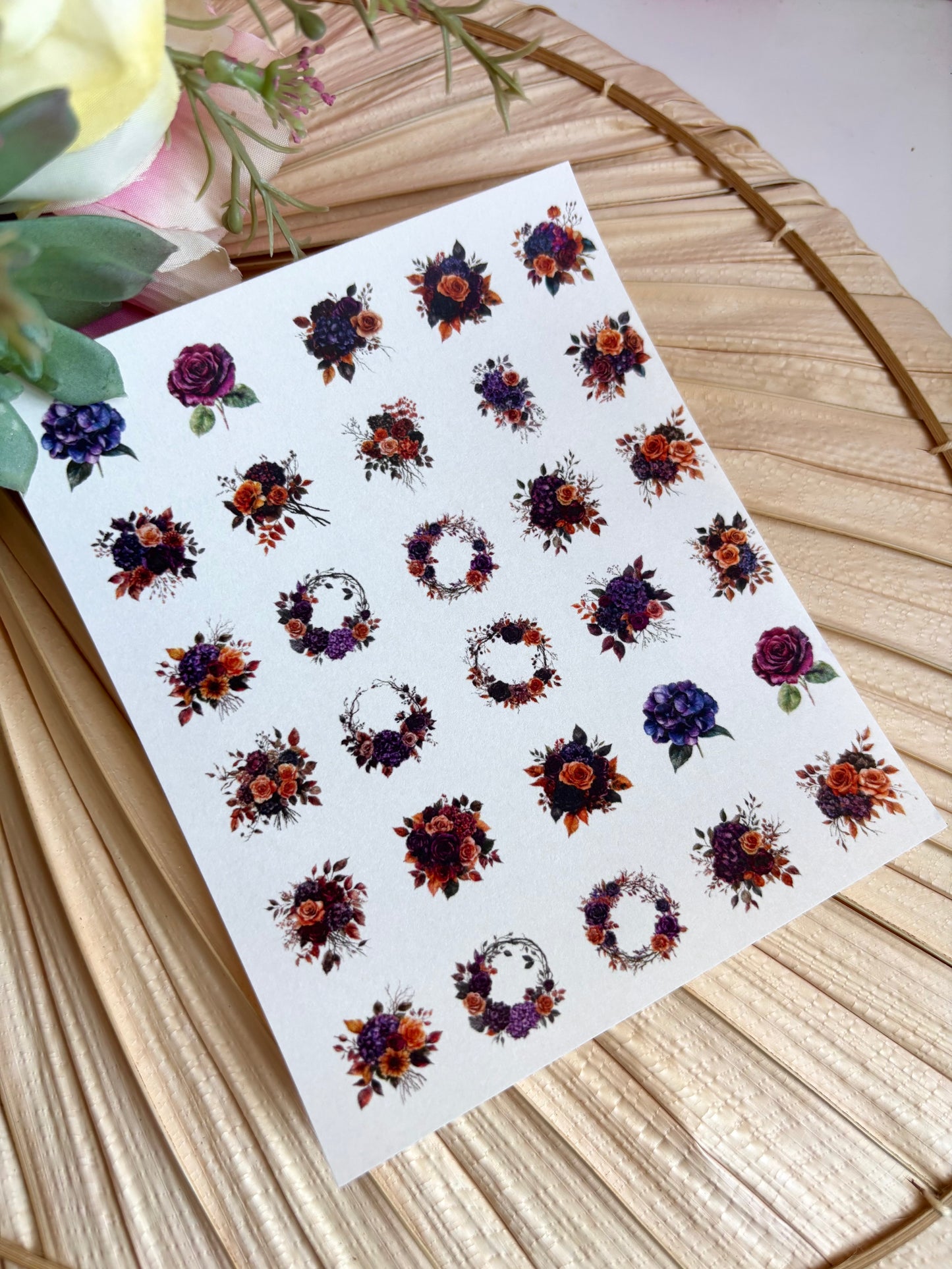 Moody Autumn Floral Charms Transfer Paper