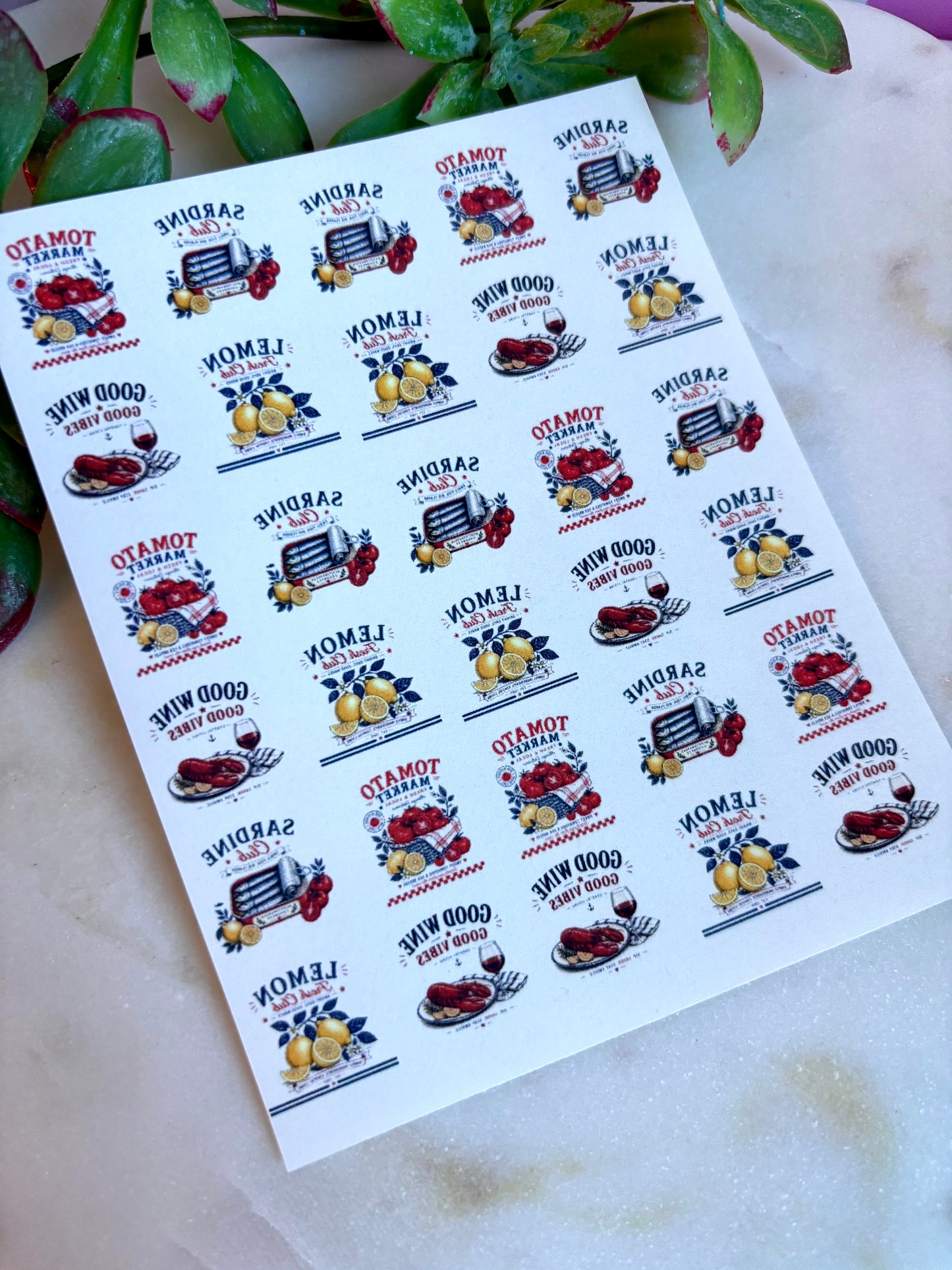 Sardines & Tomatoes Transfer Paper