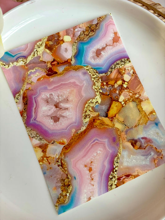 Pink & Gold Agate Transfer Paper