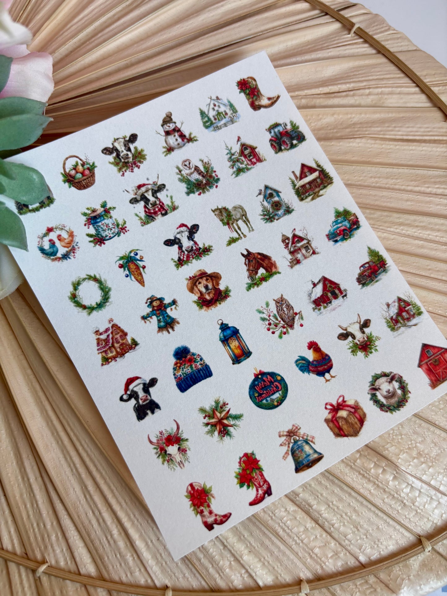 Farm Christmas Charms Transfer Paper