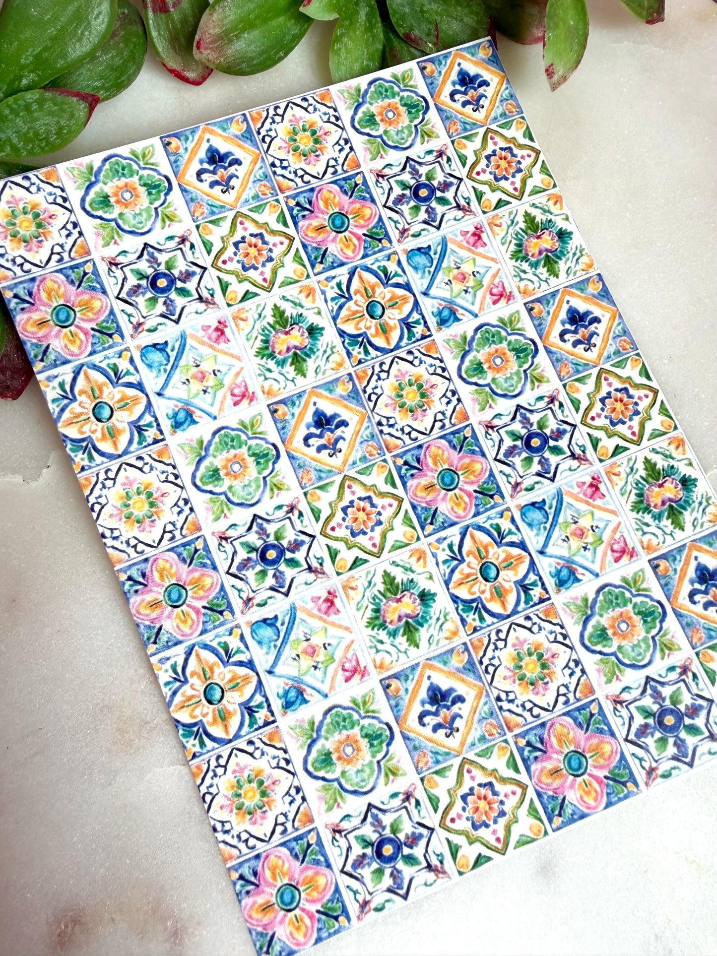 Mediterranean Mix Tile Transfer Paper