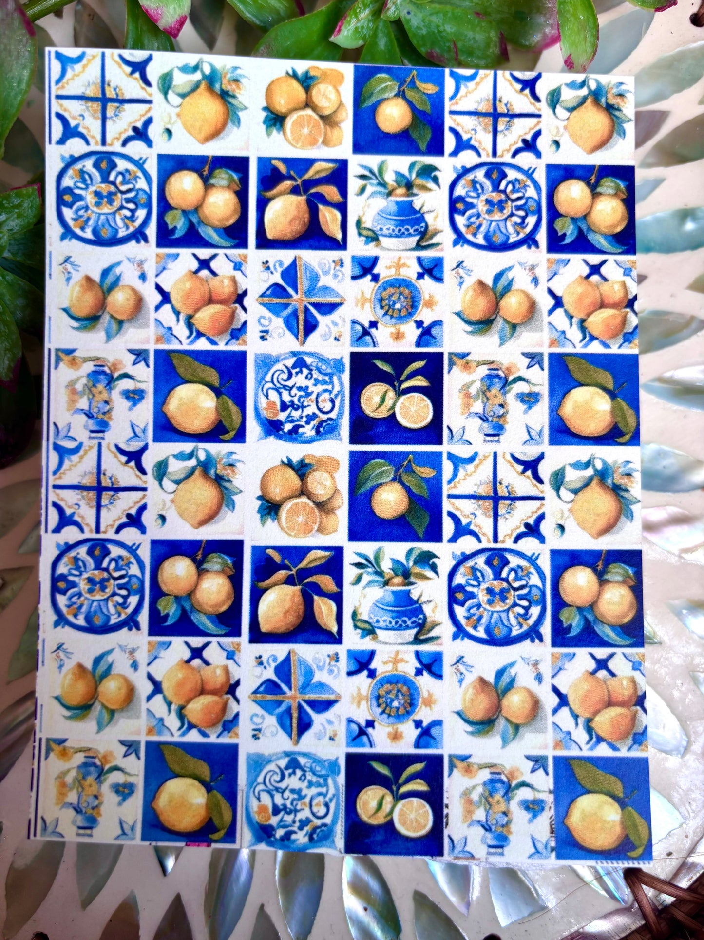 Lemon Blue Tile Transfer Paper