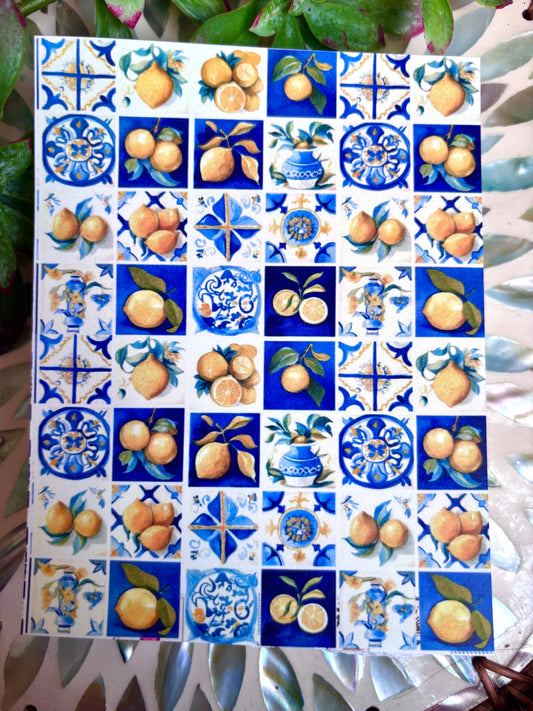 Lemon Blue Tile Transfer Paper