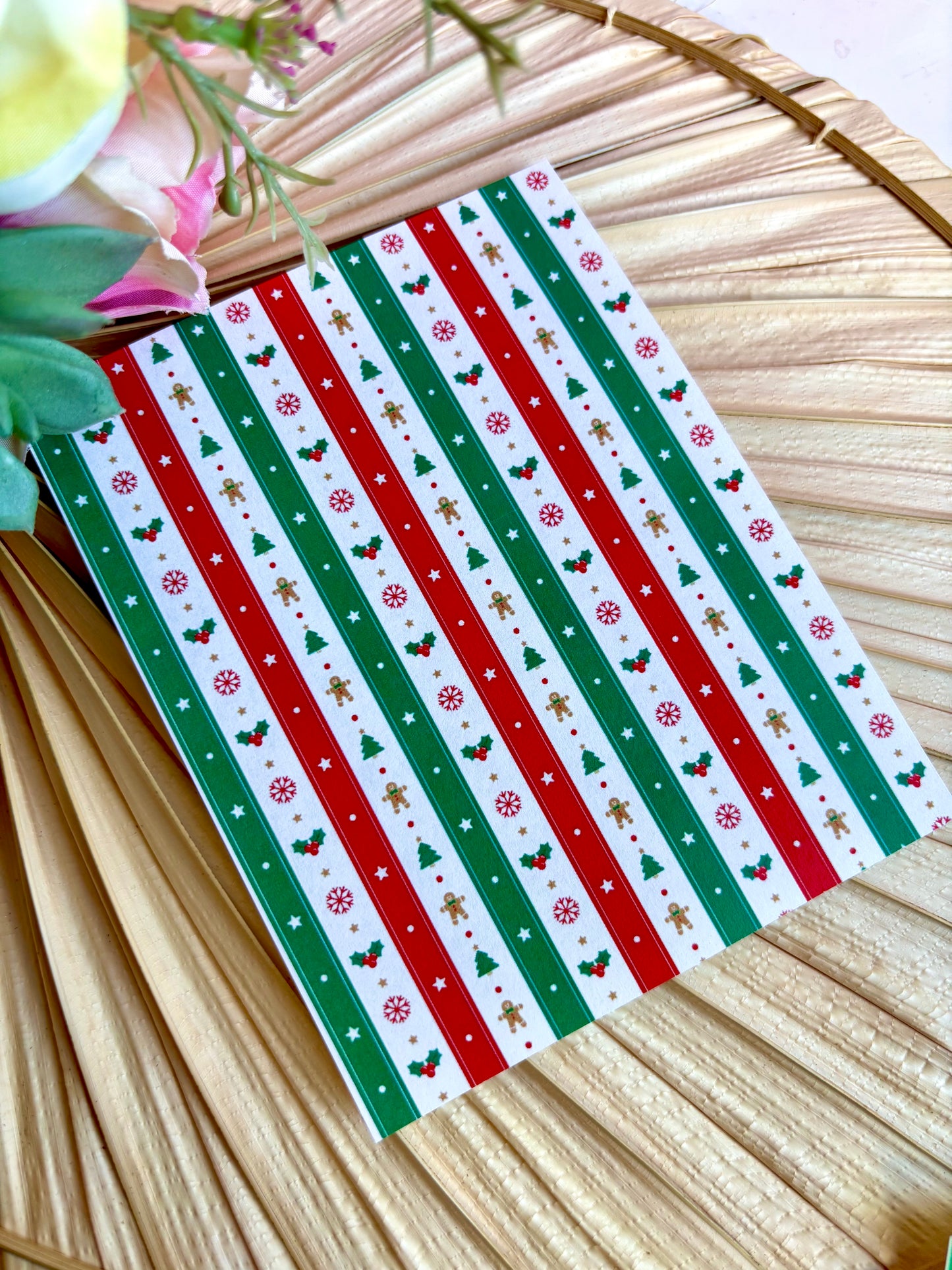 Red & Green Stripe Transfer Paper