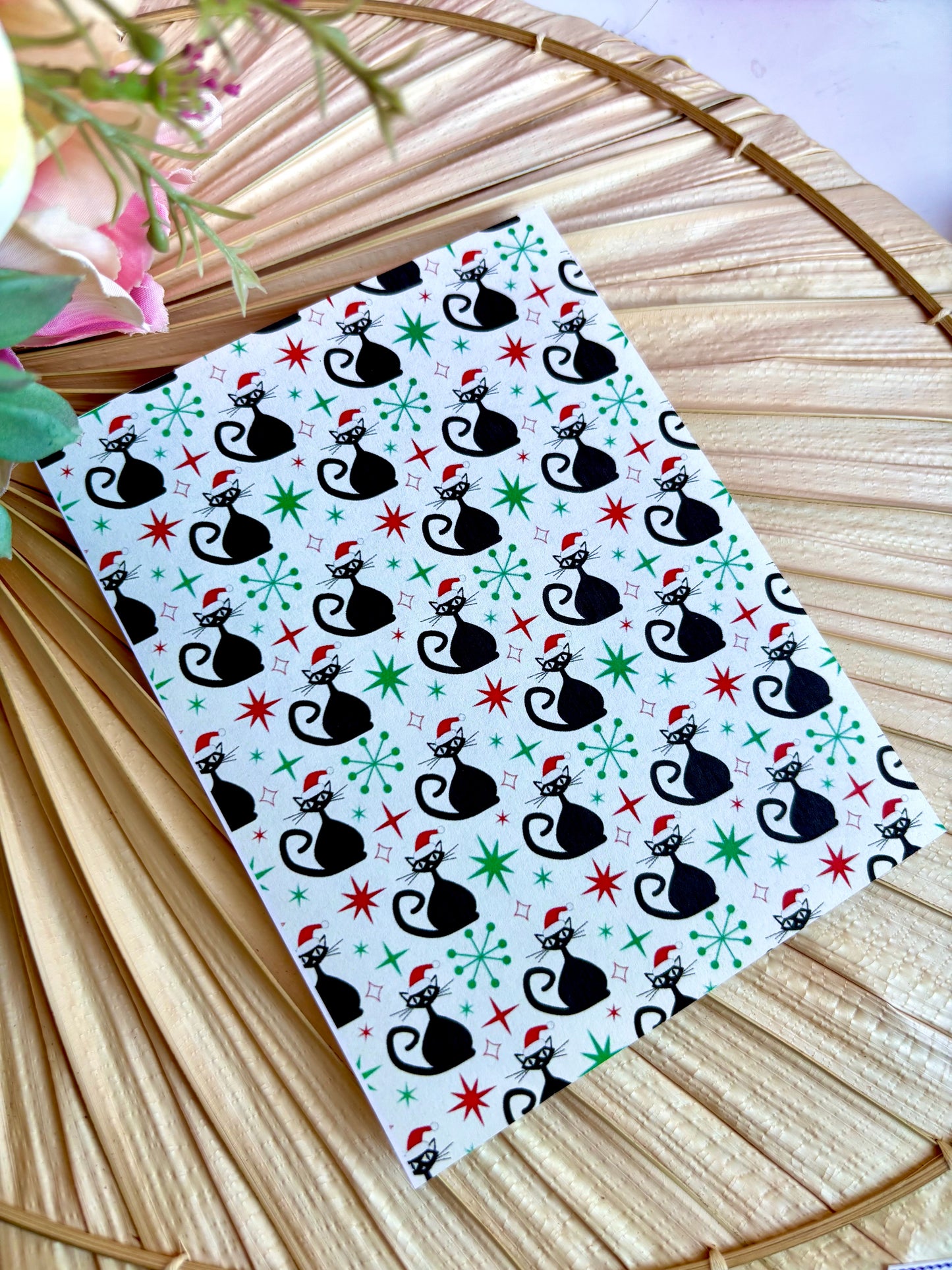 Santa Hat Cat Transfer Paper