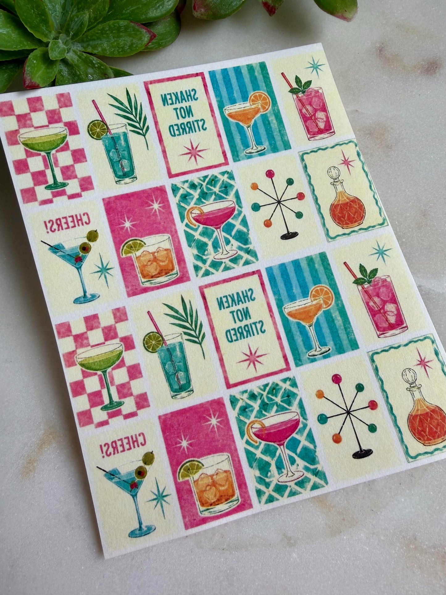 Cocktail Hour Tile Transfer Papers
