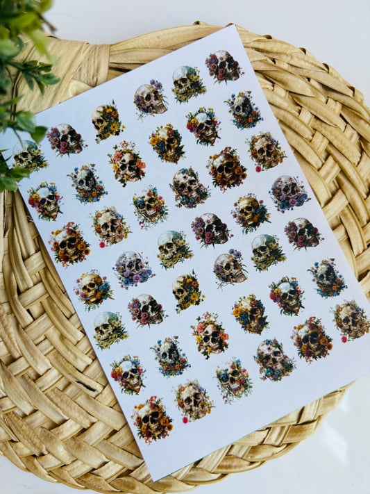 Floral Skull Charms Transfer Paper