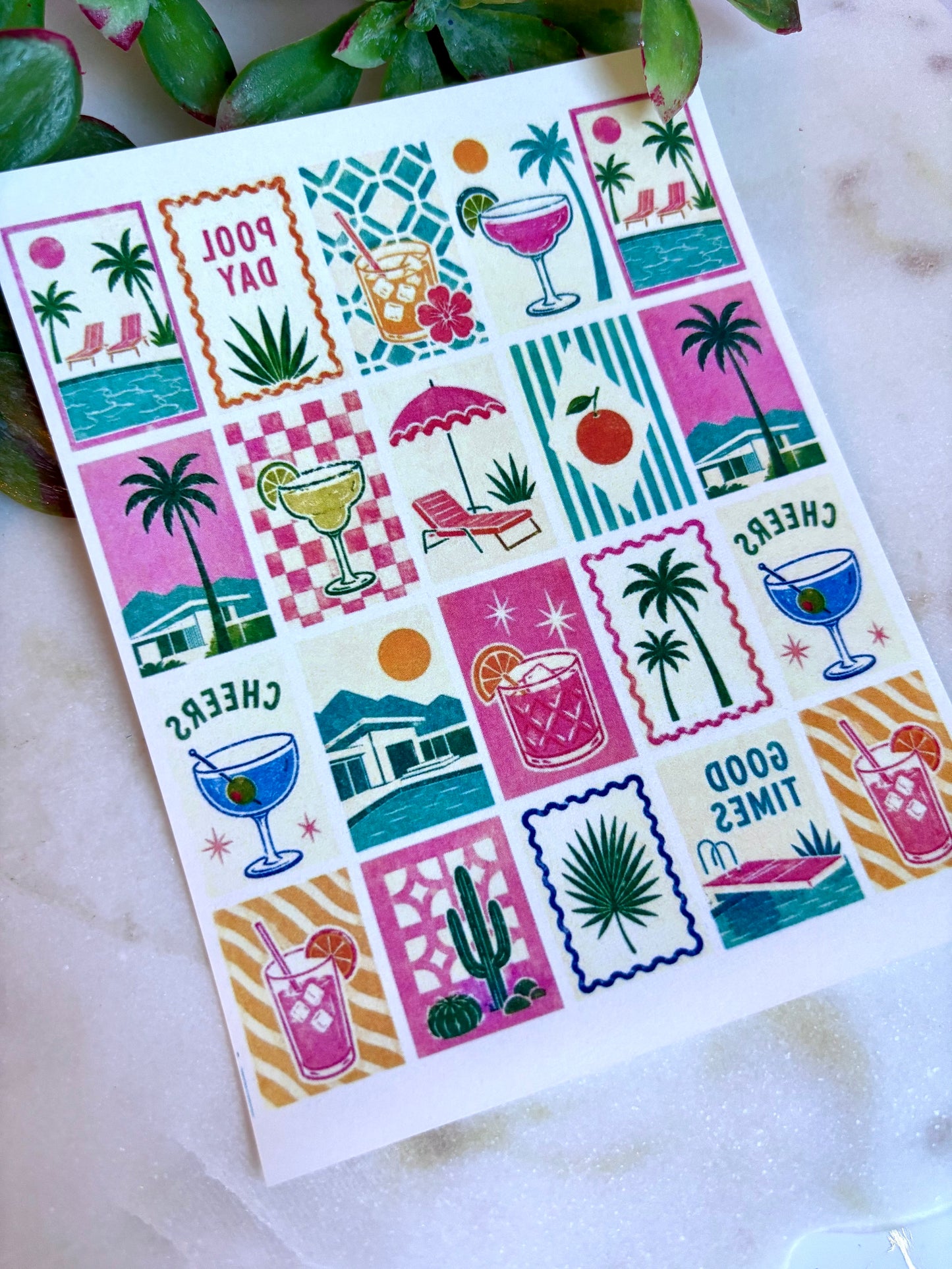 Palm Springs Retro Tile Transfer Paper