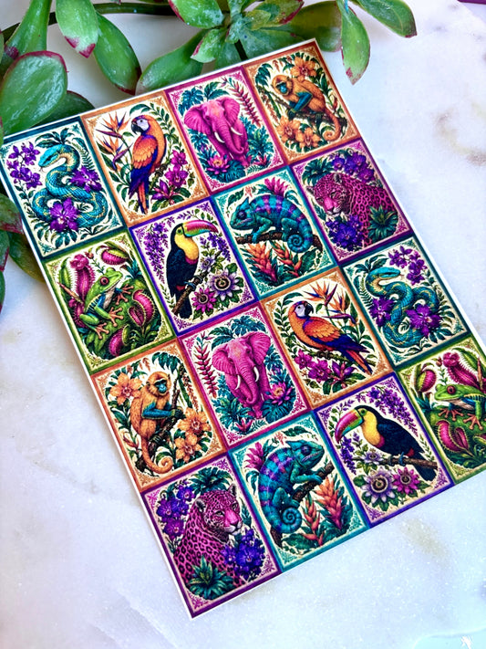 Funky Jungle Animal Tile Transfer Papers