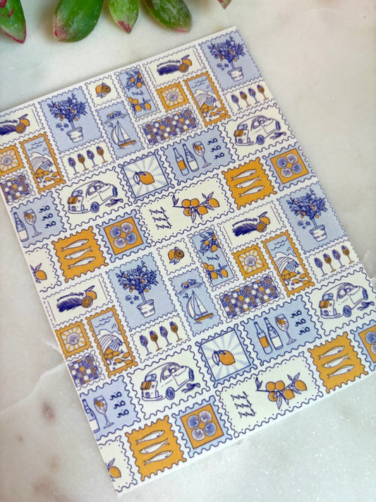 Pale Blue Lemon Stamp Transfer Paper