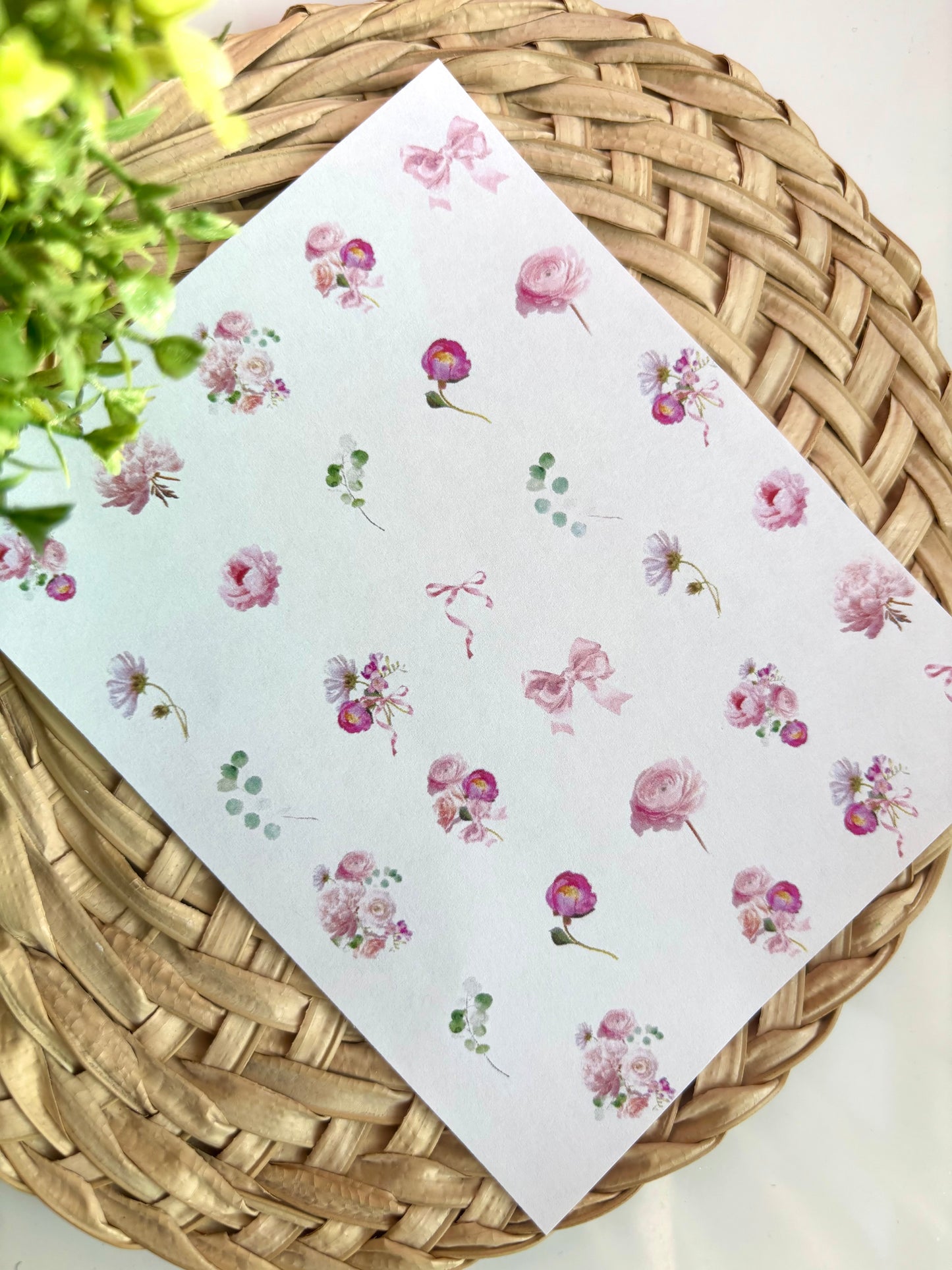 Pink Floral Charm Transfer Paper