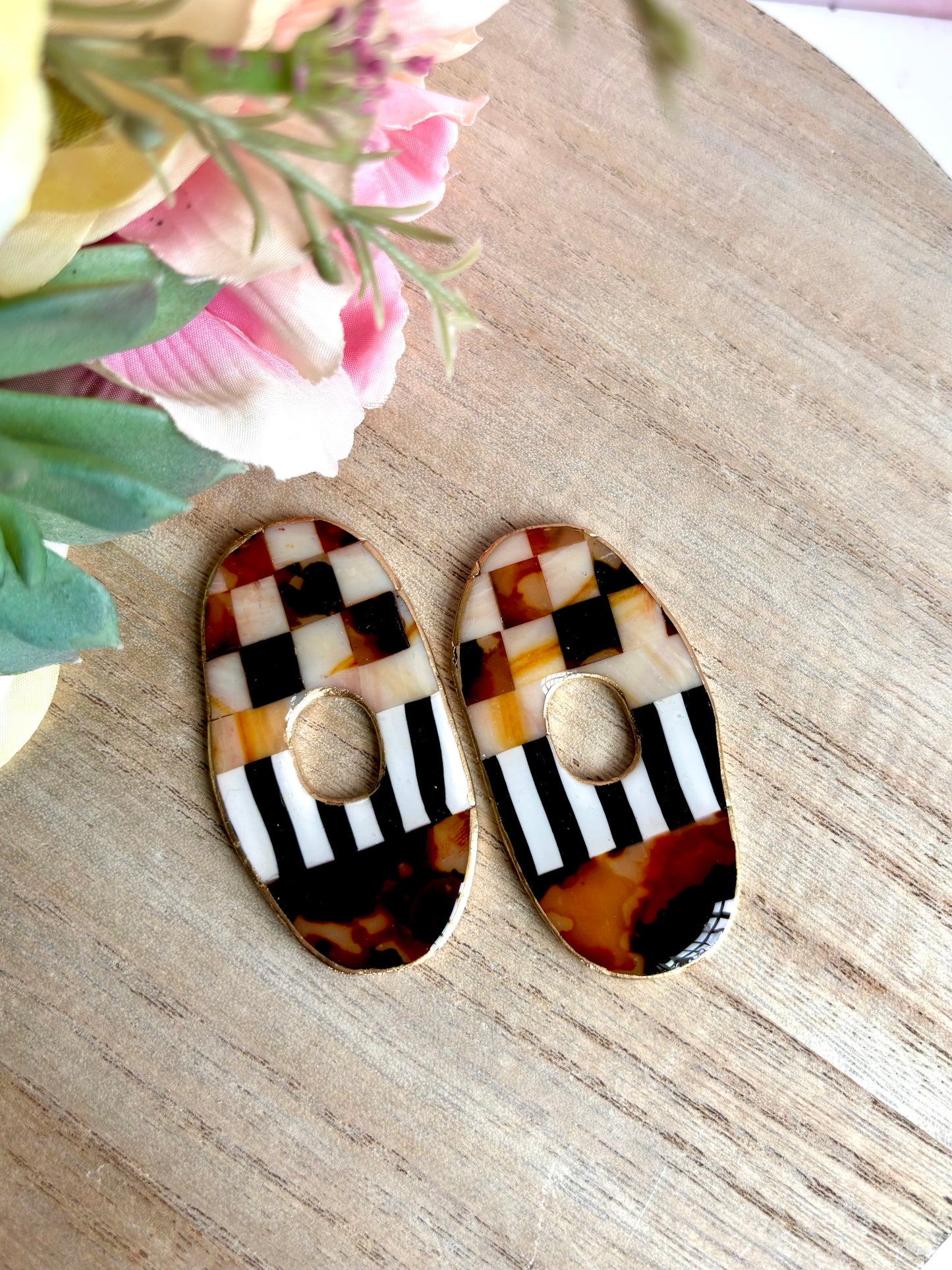 Tortoiseshell Checkerboard Earrings