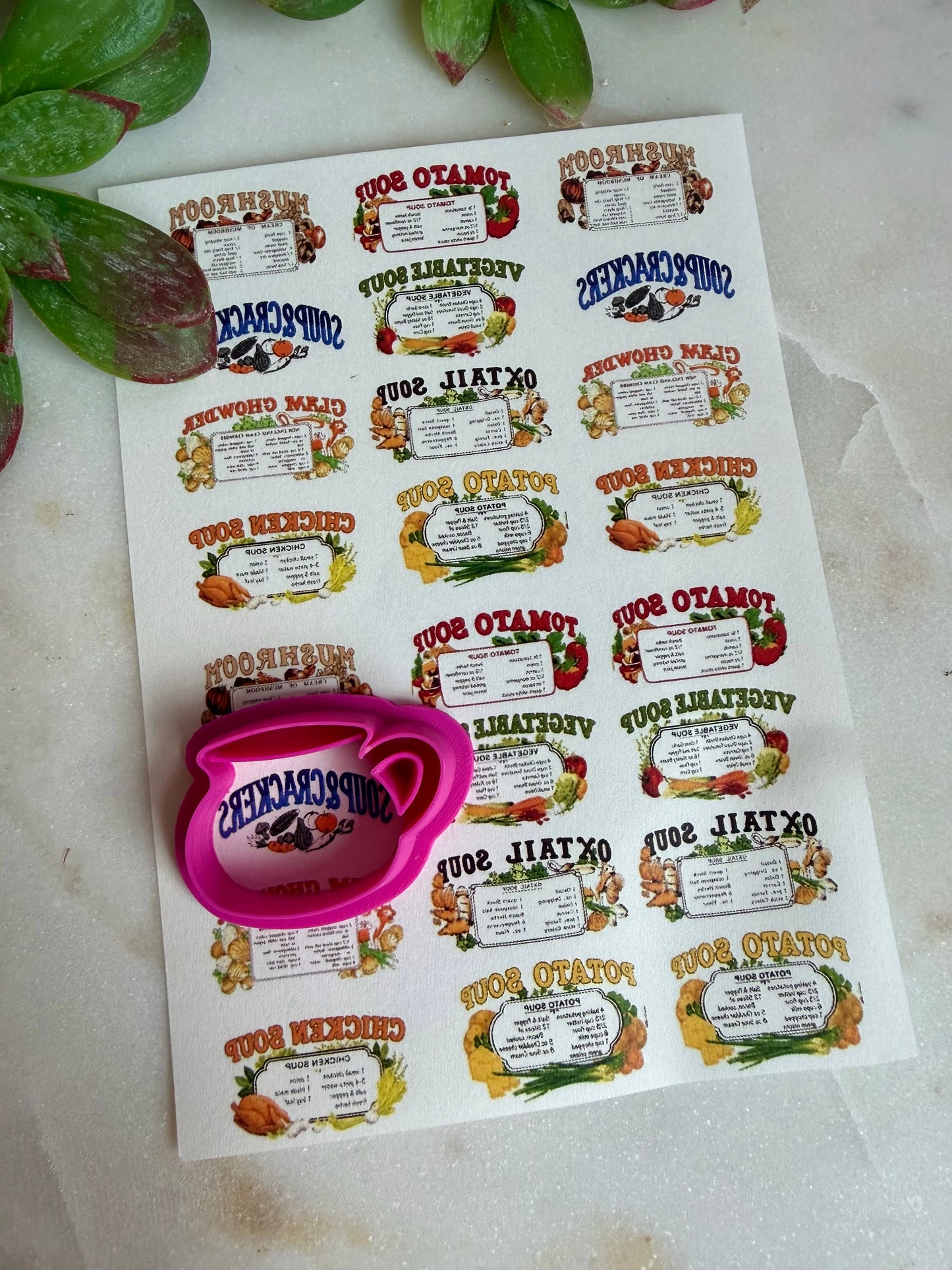 Vintage Soup Recipe Transfer & Cutter