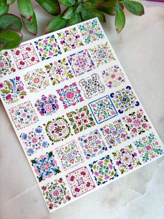 Soft Floral Tile Transfer Paper
