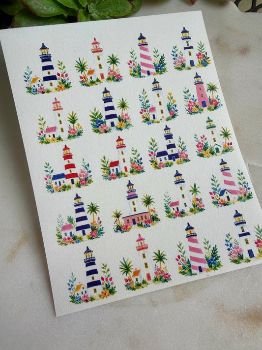 Lighthouse & Florals Charm Transfer Paper
