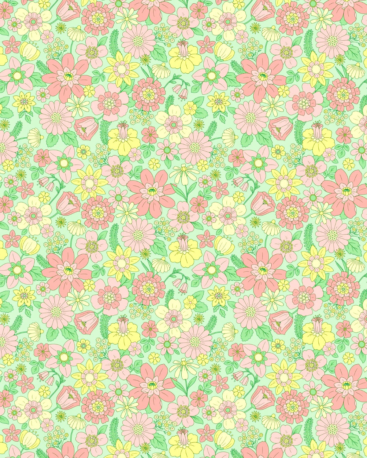 Retro Pastel Floral Transfer Paper