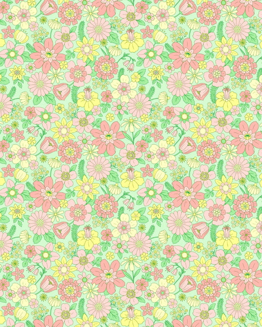 Retro Pastel Floral Transfer Paper