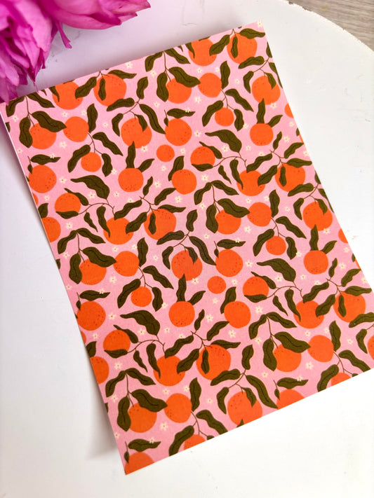 Oranges on Pink Transfer Paper